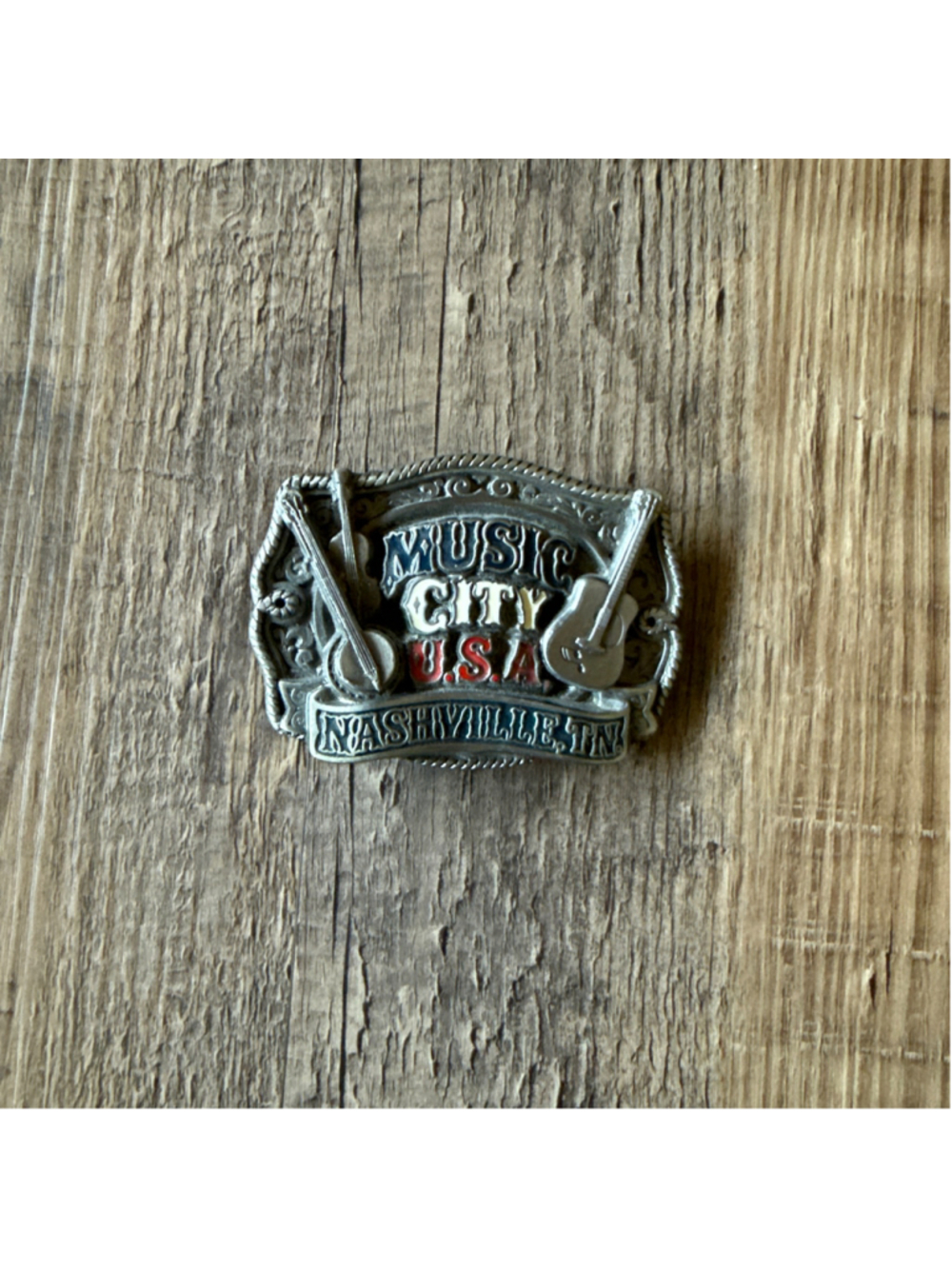 Vintage 1992 Music City USA Nashville TN Belt Buckle Country Music Banjo Guitar - Picture 2 of 3